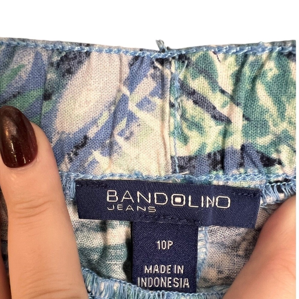 Bandolino Jeans Petite Palm Leaf Print Wide Leg Pant Women Size 10P Linen Petite - Picture 5 of 10